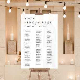 Vind uw stoel wit alfabetisch zitvlak acryl bord