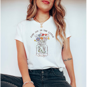 Vind vreugde in de kleine dingen Retro Wildflowers T-shirt