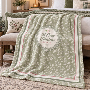 Vine & Berry Kerstpatroon Sage ID1337 Fleece Deken