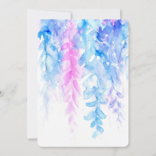 Vine d'aquarelle bleu violet invitations de mariag (Dos)