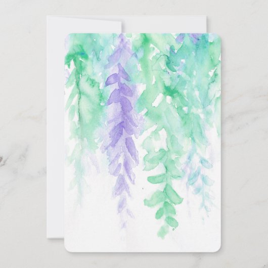 Vine d'aquarelle vert violet invitations de mariag (Dos)