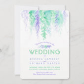 Vine d'aquarelle vert violet invitations de mariag (Devant)