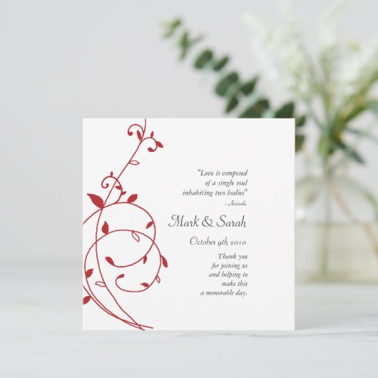 Vine Divine Red Wedding Programme (Debout devant)