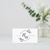 Vine en Blad Monogram Embleem Visitekaartje (Staand voorkant)