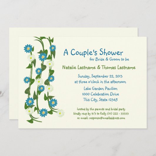 Vine Flowers Couple's Shower Kaart (Voorkant / Achterkant)