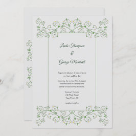 Vine Heart Trellis Light Grey Wedding Invitation