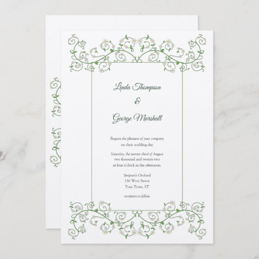 Vine Heart Trellis Wedding Invitation (Voorkant / Achterkant)