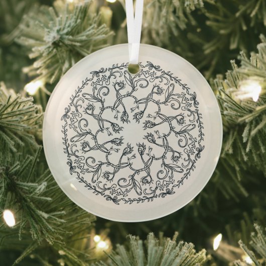Vine Mandala Glass Ornament (Insitu)