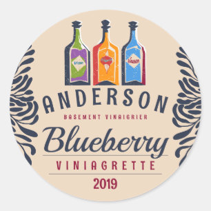 Vineger flessen fruit of kruiden gearomatiseerd vi ronde sticker