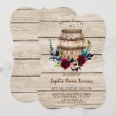 Vinery Floral Wine Barrel 50th Birthday Kaart (Voorkant / Achterkant)