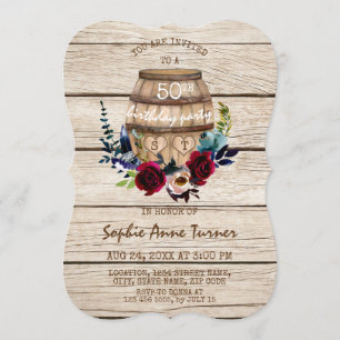 Vinery Floral Wine Barrel 50th Birthday Kaart