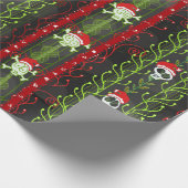 Vines O' Death Christmas Skull Skelet Santa Hat Cadeaupapier (Hoek)