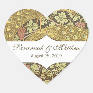 Vineyard Art Nouveau Peacocks Hart Sticker