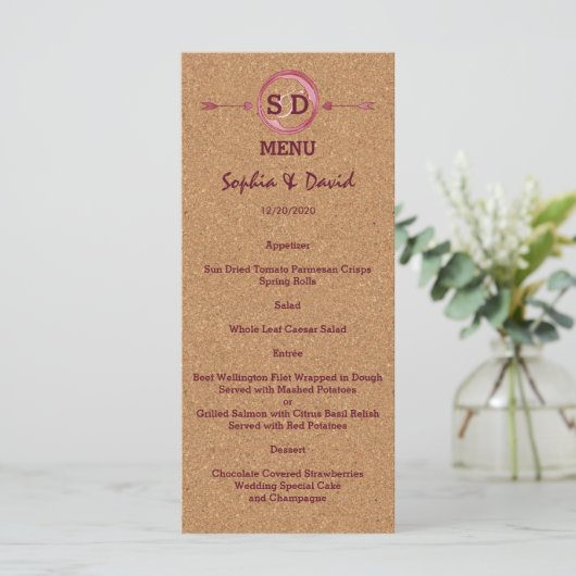 Vineyard Cork Stains Red Wine Mariage Menu (Debout devant)