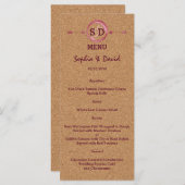 Vineyard Cork Stains Red Wine Wedding Menu (Voorkant / Achterkant)