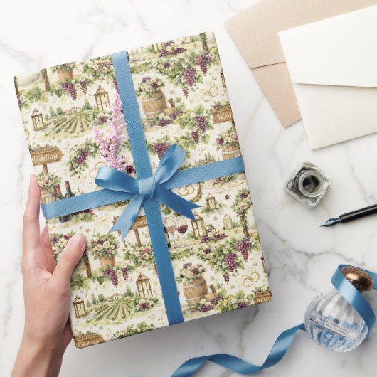 Vineyard Estate Wedding Watercolor Pattern Cadeaupapier (Geschenken)