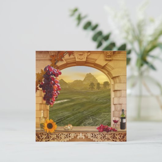 Vineyard Fall QR Code Faire-part de mariage (Debout devant)