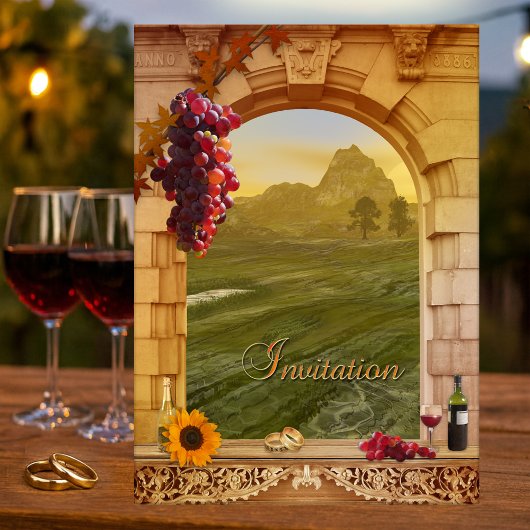 Vineyard Fall Wedding Invitation Kaart