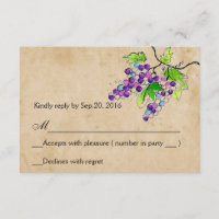 Vineyard Love Artistic Grapes Response RSVP Card
