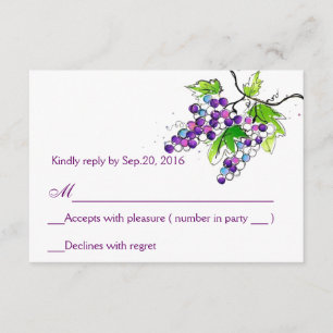 Vineyard Love Artistic Grapes Response RSVP Card Kaartje