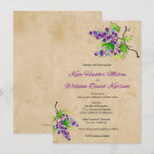 Vineyard Love Artistic Grapes Wedding Invitation Kaart (Voorkant / Achterkant)