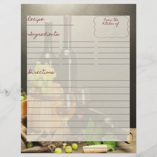 Vineyard Recipe inserts (Voorkant)