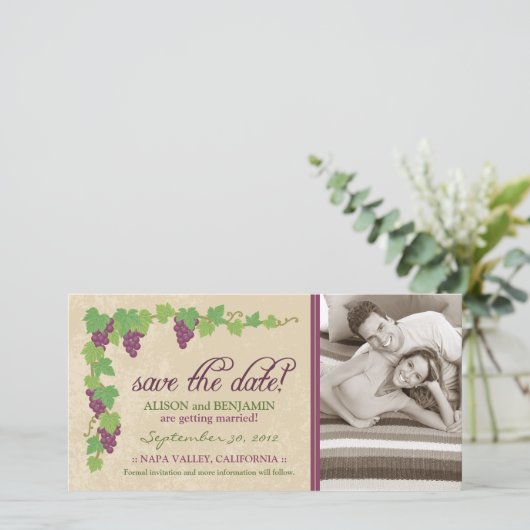 Vineyard Save the Date Aankondiging (perkament) (Staand voorkant)