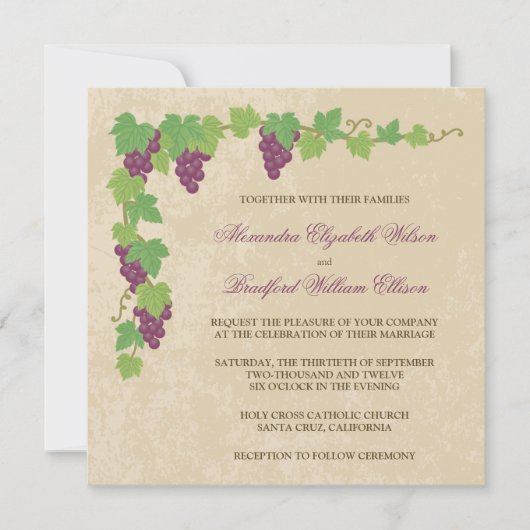 Vineyard Square Wedding Invitation Kaart (Voorkant)
