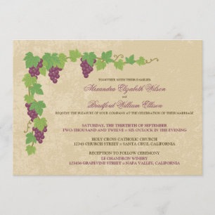 Vineyard Wedding Invitation (Parchment Texture) Kaart