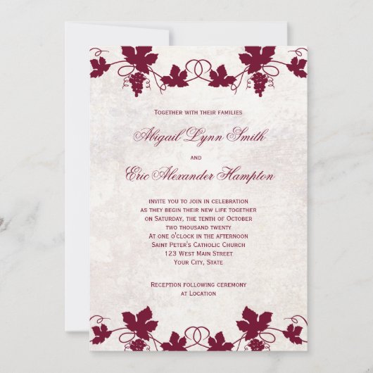 Vineyard Wedding Invitations Kaart (Voorkant)
