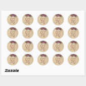 Vineyard Wedding Monogram Personalized Initials Ronde Sticker (Vel)