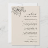 Vineyard Wedding Welcome Letter Itinerary Card Kaart (Voorkant)