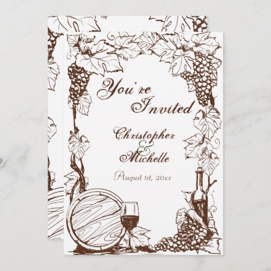 Vineyard Winery Faire-part de mariage de cadre de  (Devant / Derrière)