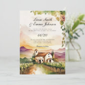 Vineyard Winery landscape Wedding Invitation Kaart (Staand voorkant)