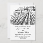 Vineyard Winery Rustic Sketch Wedding Kaart (Voorkant)