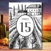 Vineyard Winery Rustic Sketch Wedding Kaart