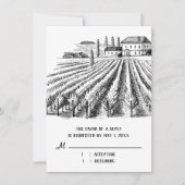 Vineyard Winery Rustic Sketch Wedding RSVP Card Kaart (Voorkant)