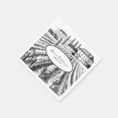 Vineyard Winery Rustic Sketch Wedding Servet (Hoek)