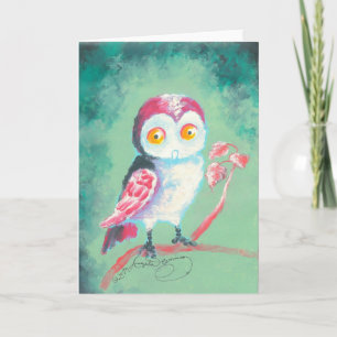 Vinger geschilderde uil kunst wenskaart kaart