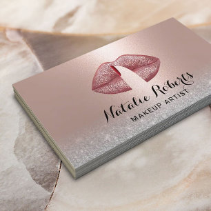 Vinger op Lips Blush Roos Gold Makeup Artist Visitekaartje