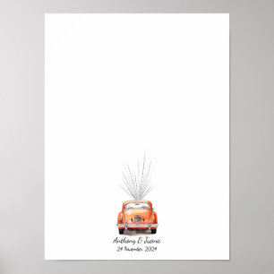 Vingerafdruk Art bruiloft gastenboek met auto Poster