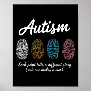 Vingerafdruk Autisme Bewustzijn Maand Leraren Vers Poster