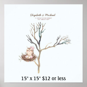 Vingerafdruk Boom Baby Shower Waterverf Uil Eieren Poster
