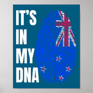 Vingerafdruk DNA Biometrie Vlag Nieuw-Zeeland Poster