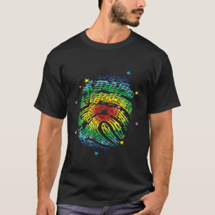 Vingerafdruk Kleuren Notities Muziekspeler Geluid T-shirt
