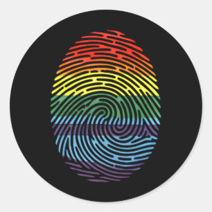 Vingerafdruk LGBTQ Trots Gay Lesbian Rainbow Pride Ronde Sticker