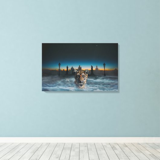 vingerafdruk naar tijgergeest canvas afdruk (Insitu (Houten vloer))