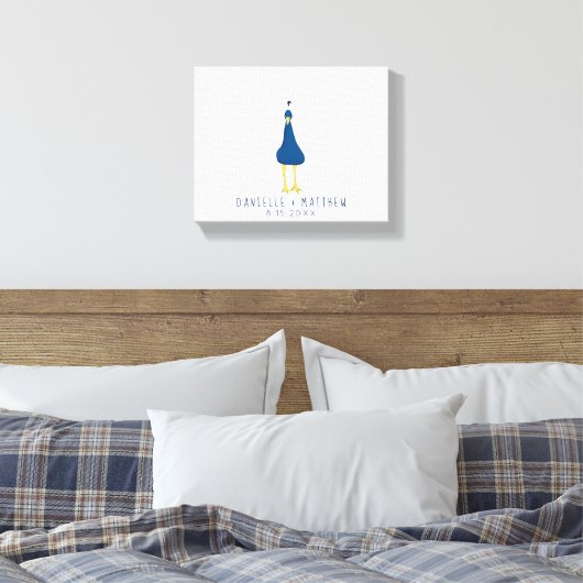 Vingerafdruk Thumbprint Peacock Tail Weddenschap Canvas Afdruk (Insitu (Slaapkamer))