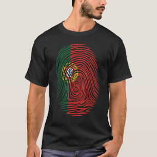 Vingerafdruk Trots Portugese wortels Portugal Vlag T-shirt