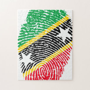 Vingerafdruk Vlag van Saint Kitts. Legpuzzel